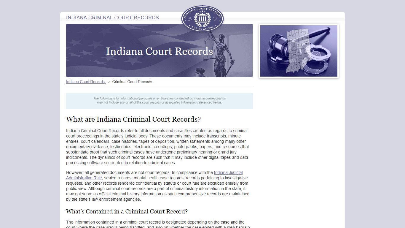 Indiana Criminal Court Records | IndianaCourtRecords.us